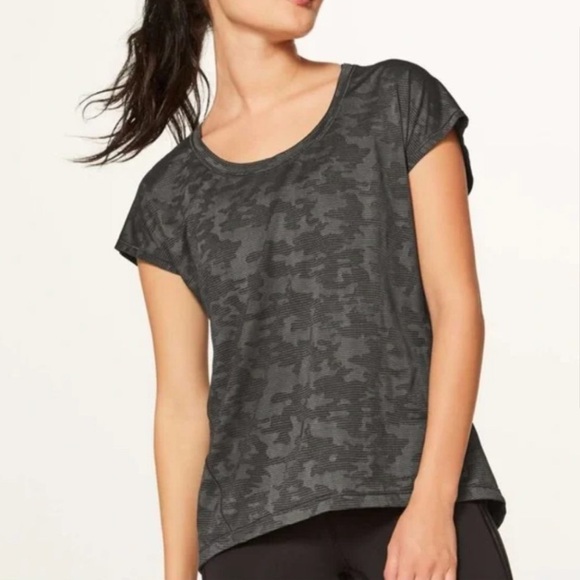 lululemon athletica Tops - Lululemon Black Camo Miles Ahead Tee
